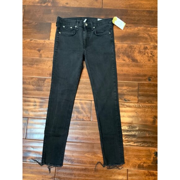 Rag & Bone Black With Raw Hem Ankle Skinny Jeans, Size 30 - Picture 1 of 4
